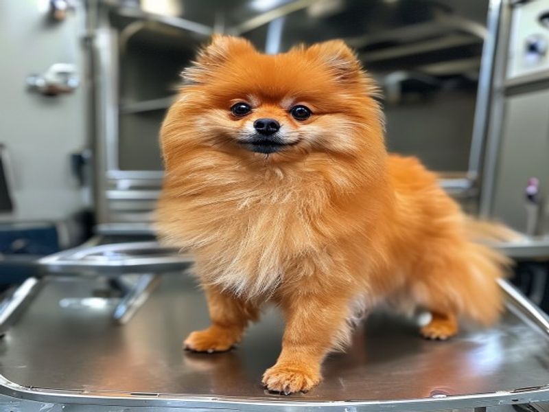 Pomeranian after de-shedding and shaping by a Kontota groomer