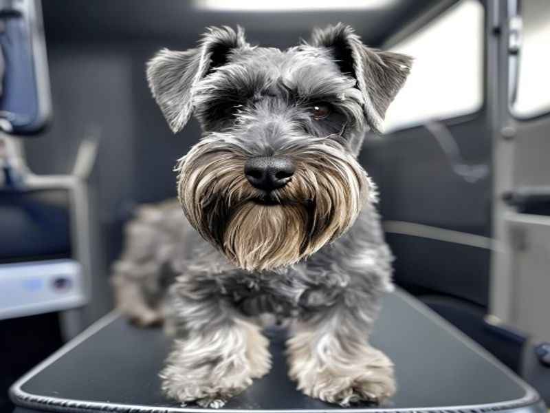 Miniature schnauzer after a breed clip by a Kontota groomer