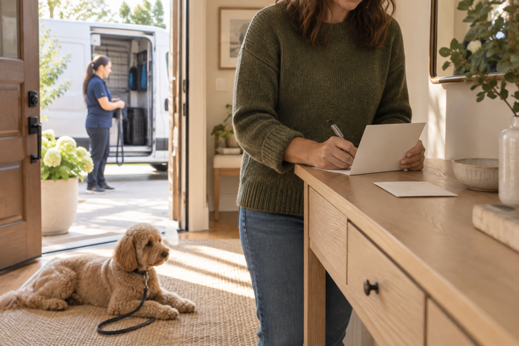 Owner writing a personal thank-you card