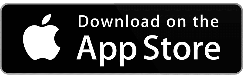 Black App Store download badge with Apple logo and bold promotional text.